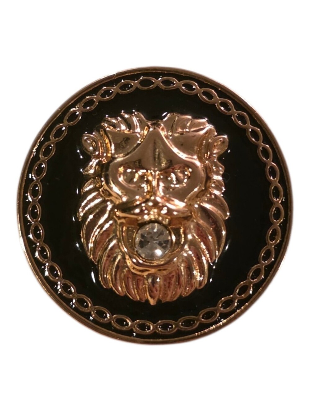 Aldo Gold Tone Lion Head Brooch Pin Black Enamel Rhinestone Statement NWOT